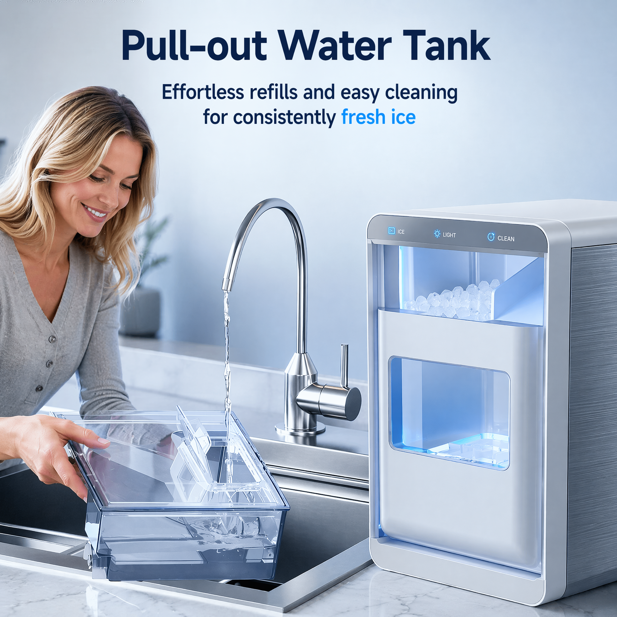 Ice Maker Countertop, 3 Ice Cube Sizes - for Party/Bar/Home/Office